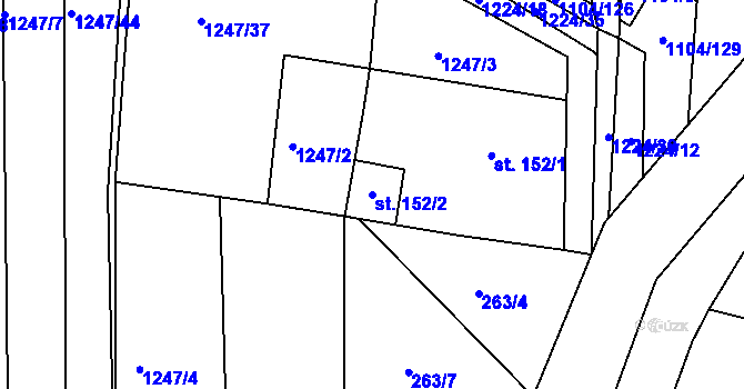 Parcela st. 152/2 v KÚ Morašice, Katastrální mapa