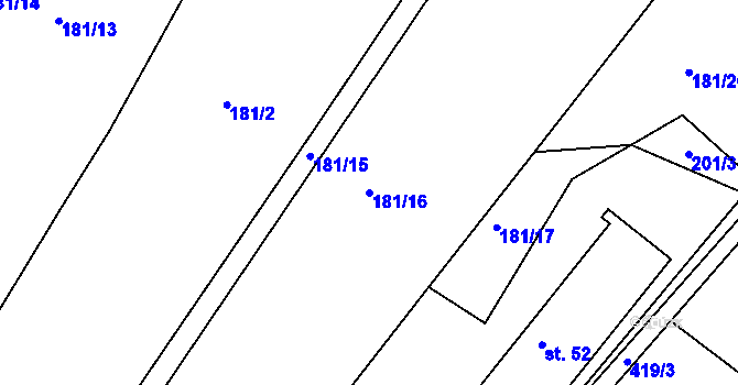 Parcela st. 181/16 v KÚ Moravanský, Katastrální mapa