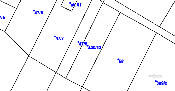 Parcela st. 400/13 v KÚ Moravanský, Katastrální mapa