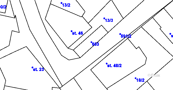 Parcela st. 47 v KÚ Moravany nad Loučnou, Katastrální mapa