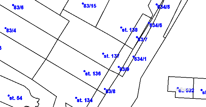 Parcela st. 137 v KÚ Moravany nad Loučnou, Katastrální mapa