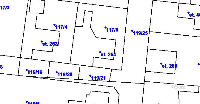 Parcela st. 264 v KÚ Moravany nad Loučnou, Katastrální mapa