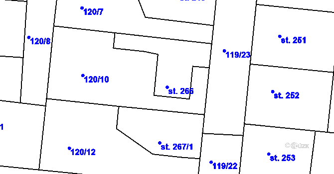 Parcela st. 266 v KÚ Moravany nad Loučnou, Katastrální mapa