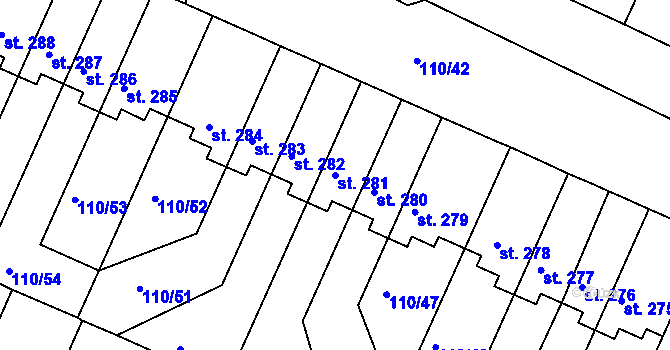 Parcela st. 281 v KÚ Moravany nad Loučnou, Katastrální mapa