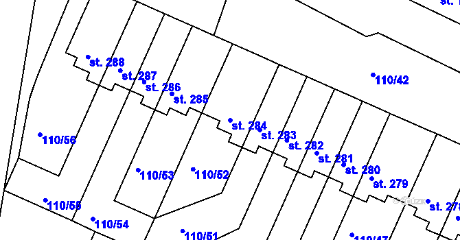 Parcela st. 284 v KÚ Moravany nad Loučnou, Katastrální mapa