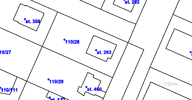 Parcela st. 293 v KÚ Moravany nad Loučnou, Katastrální mapa