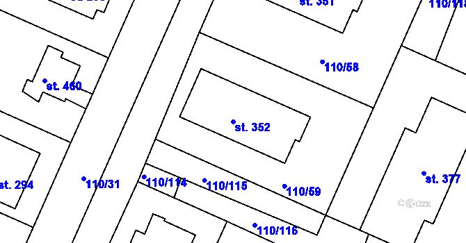 Parcela st. 352 v KÚ Moravany nad Loučnou, Katastrální mapa