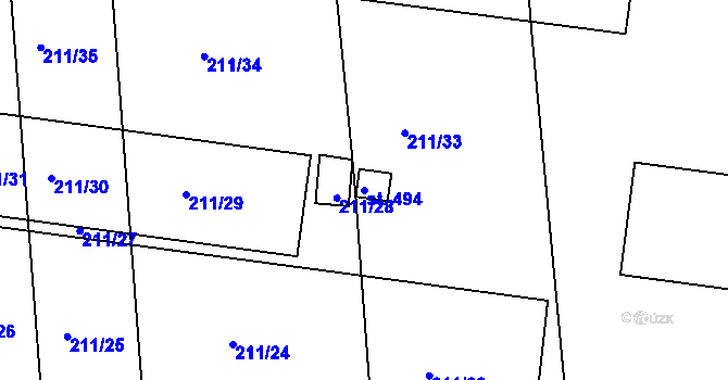 Parcela st. 494 v KÚ Moravany nad Loučnou, Katastrální mapa