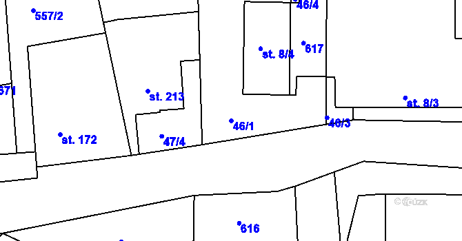 Parcela st. 46/1 v KÚ Moravany nad Loučnou, Katastrální mapa
