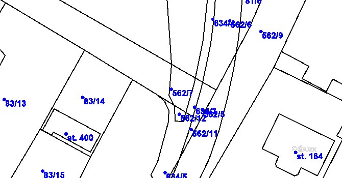 Parcela st. 562/7 v KÚ Moravany nad Loučnou, Katastrální mapa