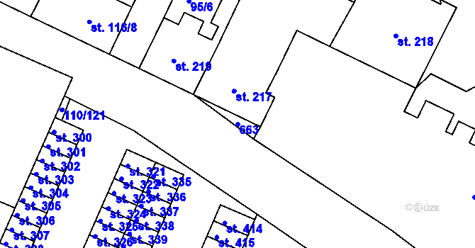 Parcela st. 663 v KÚ Moravany nad Loučnou, Katastrální mapa