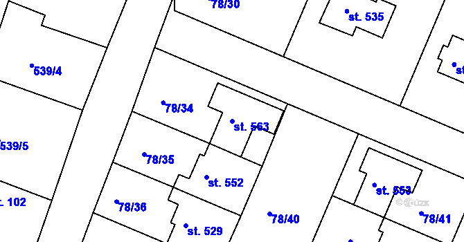 Parcela st. 563 v KÚ Moravany nad Loučnou, Katastrální mapa