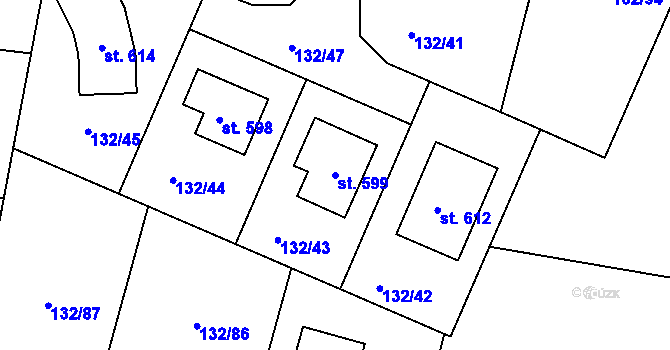 Parcela st. 599 v KÚ Moravany nad Loučnou, Katastrální mapa