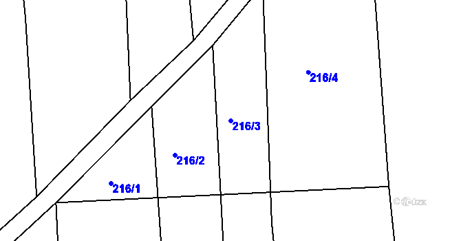 Parcela st. 216/3 v KÚ Moravany nad Loučnou, Katastrální mapa