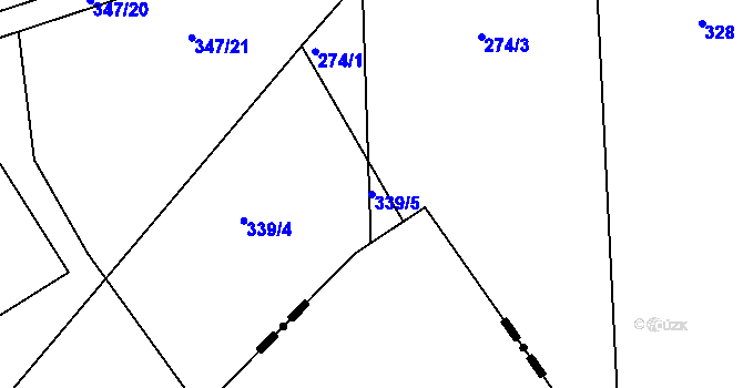 Parcela st. 339/5 v KÚ Moravany nad Loučnou, Katastrální mapa