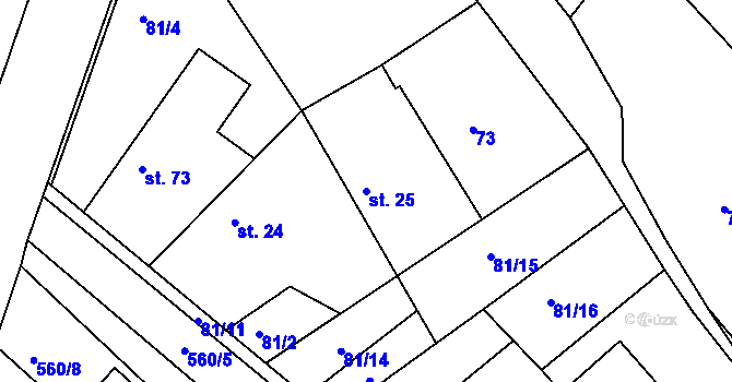 Parcela st. 25 v KÚ Platěnice, Katastrální mapa