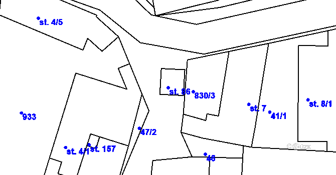 Parcela st. 86 v KÚ Platěnice, Katastrální mapa