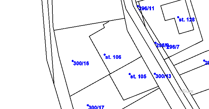 Parcela st. 106 v KÚ Platěnice, Katastrální mapa