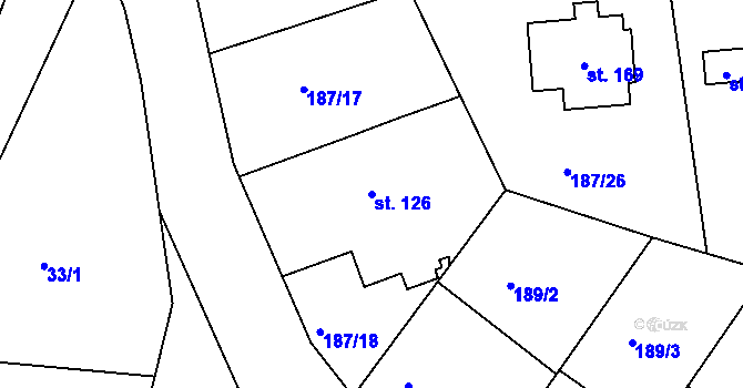 Parcela st. 126 v KÚ Platěnice, Katastrální mapa