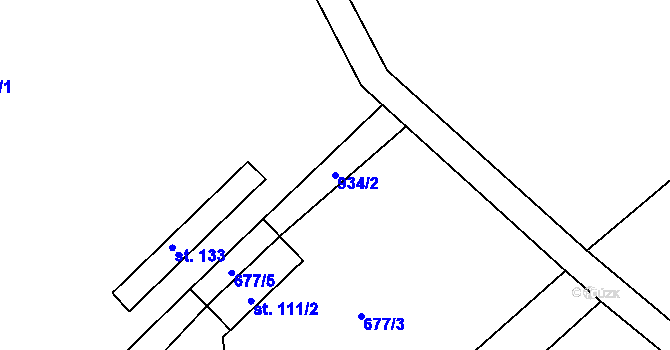 Parcela st. 934/2 v KÚ Platěnice, Katastrální mapa