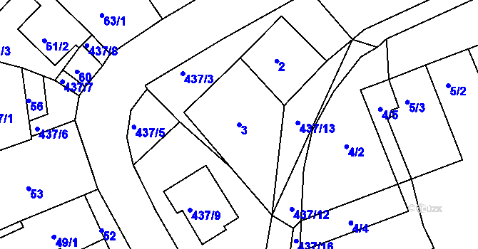 Parcela st. 3 v KÚ Moravany u Brna, Katastrální mapa