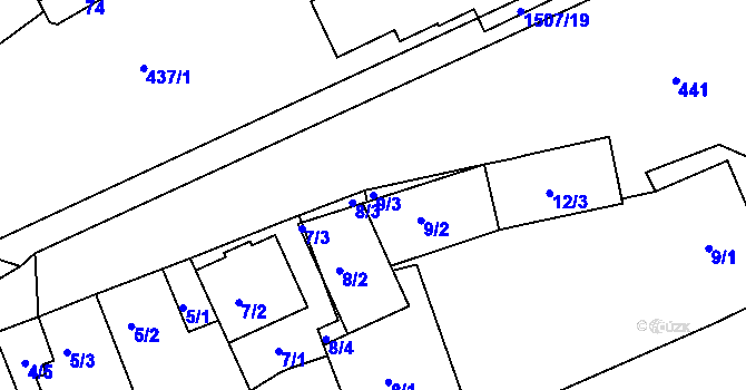 Parcela st. 9/3 v KÚ Moravany u Brna, Katastrální mapa