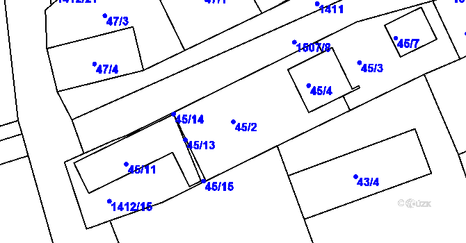 Parcela st. 45/2 v KÚ Moravany u Brna, Katastrální mapa