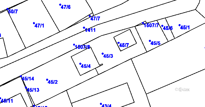 Parcela st. 45/3 v KÚ Moravany u Brna, Katastrální mapa