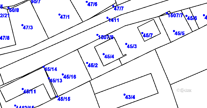 Parcela st. 45/4 v KÚ Moravany u Brna, Katastrální mapa