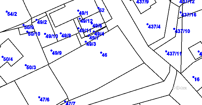 Parcela st. 46 v KÚ Moravany u Brna, Katastrální mapa
