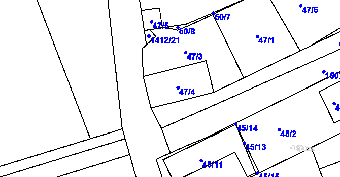 Parcela st. 47/4 v KÚ Moravany u Brna, Katastrální mapa