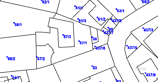 Parcela st. 57/1 v KÚ Moravany u Brna, Katastrální mapa