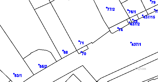 Parcela st. 71 v KÚ Moravany u Brna, Katastrální mapa