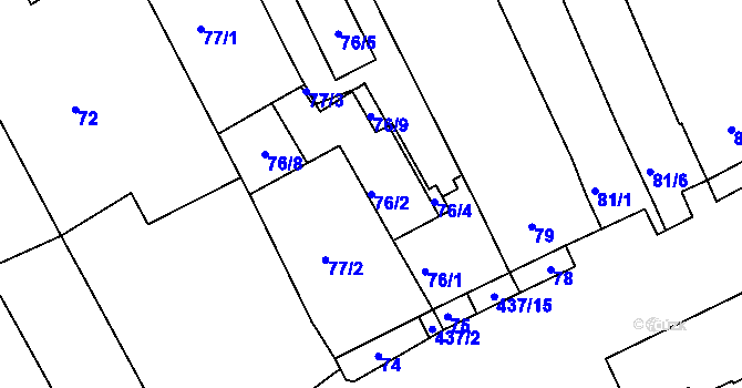 Parcela st. 76/2 v KÚ Moravany u Brna, Katastrální mapa