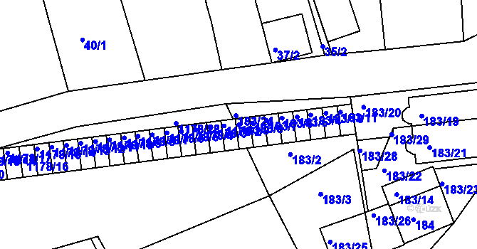 Parcela st. 183/9 v KÚ Moravany u Brna, Katastrální mapa