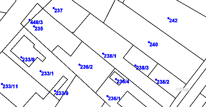 Parcela st. 238/1 v KÚ Moravany u Brna, Katastrální mapa