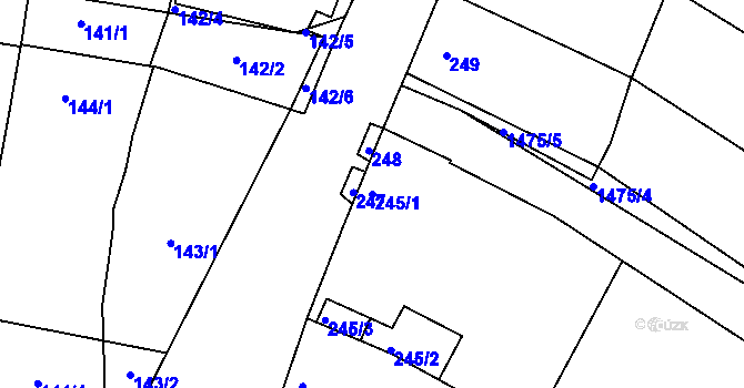 Parcela st. 245/1 v KÚ Moravany u Brna, Katastrální mapa