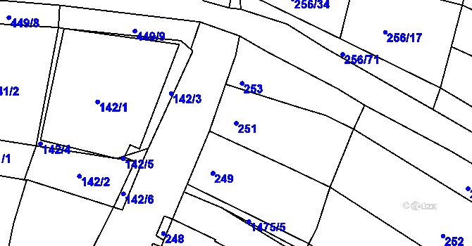 Parcela st. 251 v KÚ Moravany u Brna, Katastrální mapa