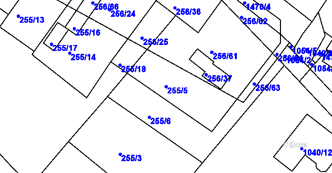 Parcela st. 255/5 v KÚ Moravany u Brna, Katastrální mapa