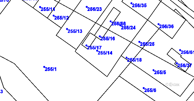 Parcela st. 255/14 v KÚ Moravany u Brna, Katastrální mapa