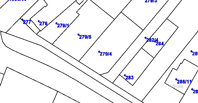 Parcela st. 279/4 v KÚ Moravany u Brna, Katastrální mapa