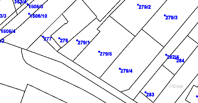 Parcela st. 279/5 v KÚ Moravany u Brna, Katastrální mapa