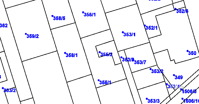 Parcela st. 355/2 v KÚ Moravany u Brna, Katastrální mapa
