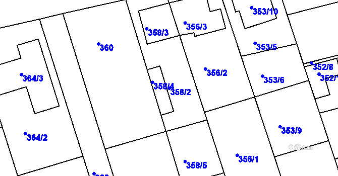 Parcela st. 358/2 v KÚ Moravany u Brna, Katastrální mapa