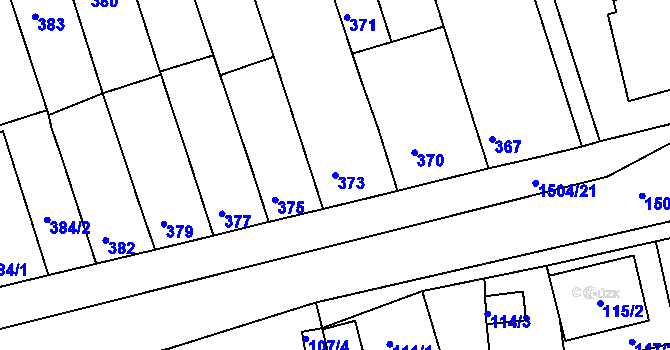 Parcela st. 373 v KÚ Moravany u Brna, Katastrální mapa