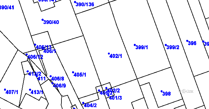 Parcela st. 402 v KÚ Moravany u Brna, Katastrální mapa