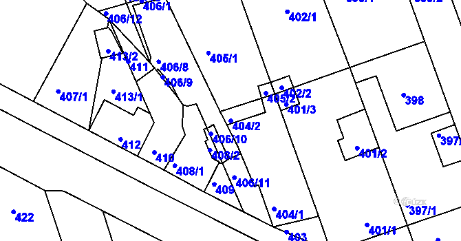 Parcela st. 404/2 v KÚ Moravany u Brna, Katastrální mapa