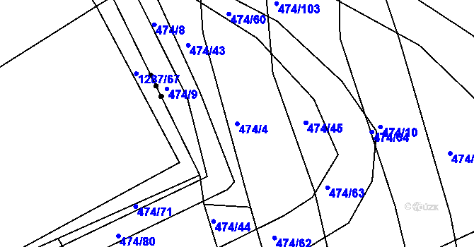 Parcela st. 474/4 v KÚ Moravany u Brna, Katastrální mapa
