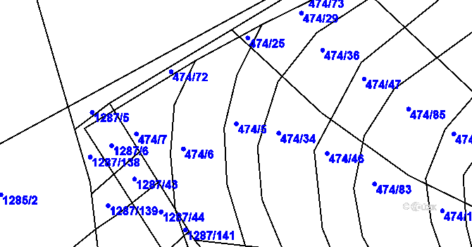 Parcela st. 474/5 v KÚ Moravany u Brna, Katastrální mapa