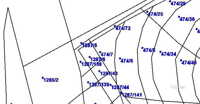 Parcela st. 474/7 v KÚ Moravany u Brna, Katastrální mapa